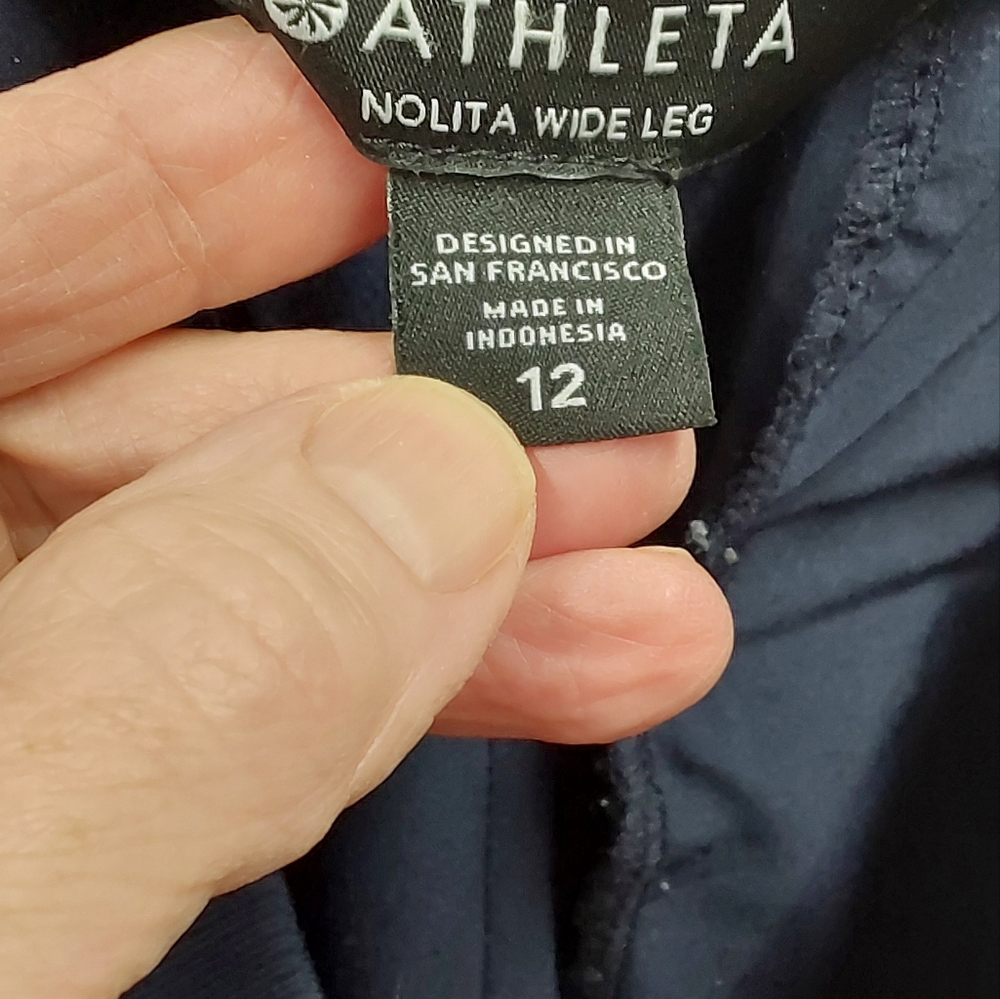 Athleta Womens Nolita Blue Wide Leg Pant With Elastic Waist And Zip Back Pockets - Picture 3 of 11